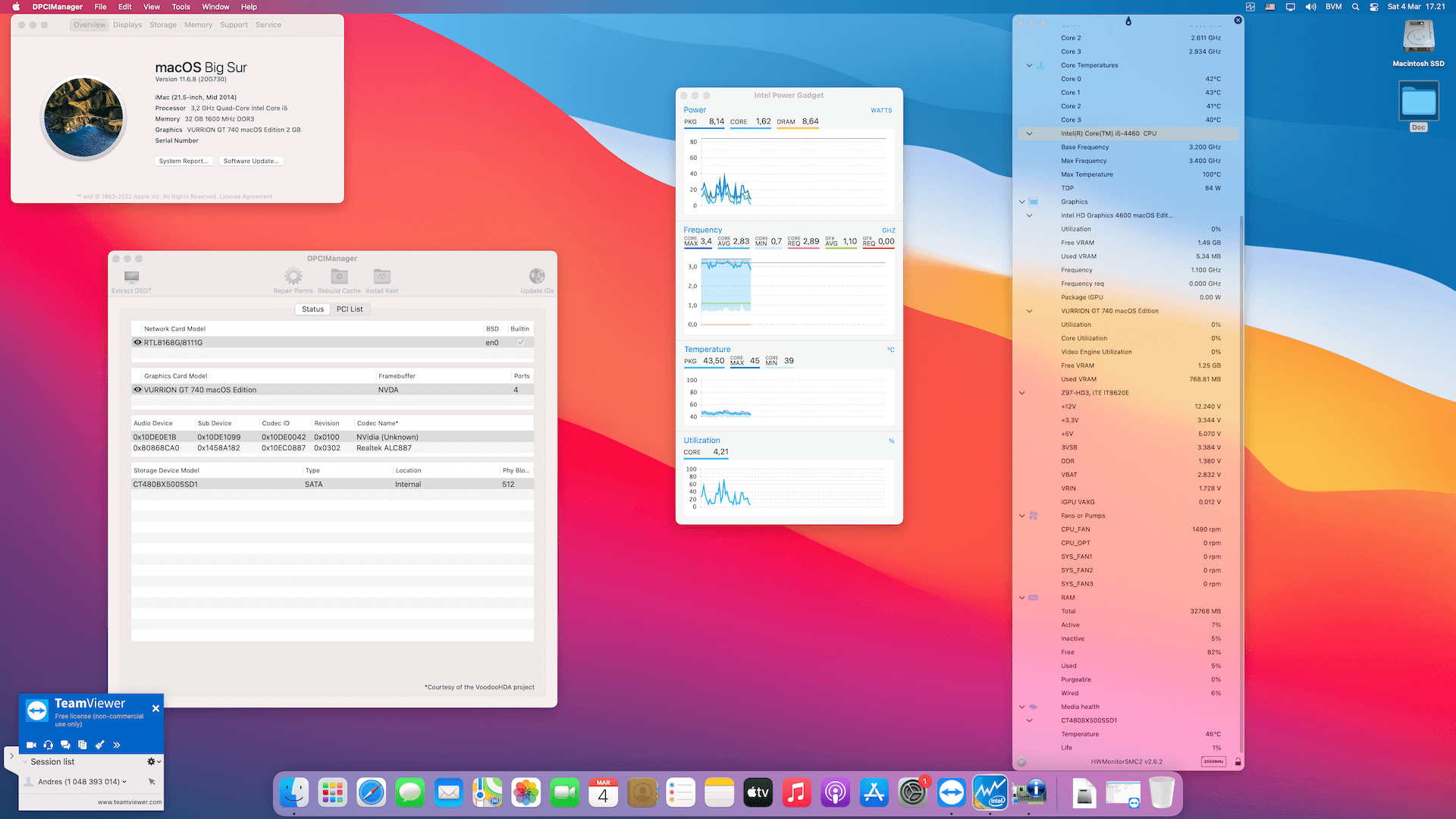 Success Hackintosh macOS Big Sur 11.6.8 Build 20G730 in Gigabyte GA-Z97-HD3 + Intel Core i5 4460 + Vurrion GT740